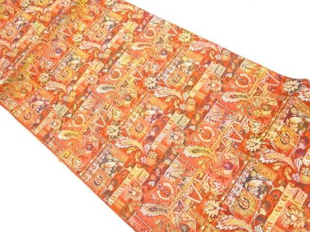 JAPANESE NAGOYA OBI / WOVEN CHINESE FLOWER